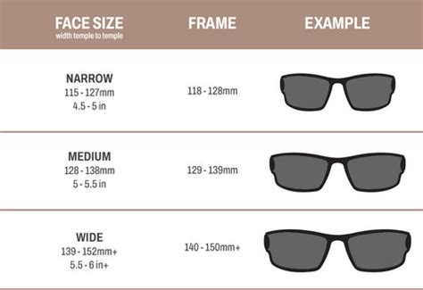 Sunglasses Sizing Chart