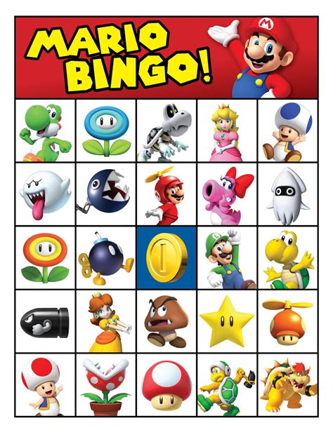 Super Mario Bingo Cards