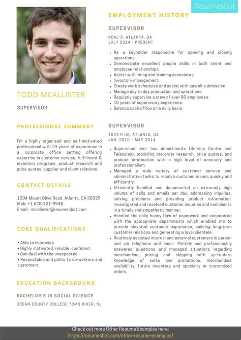 Supervisor Resume Template