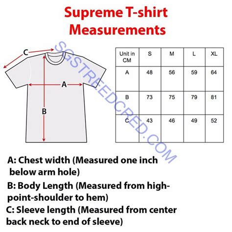 Supreme Size Chart