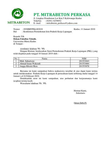 Surat Balasan PKL