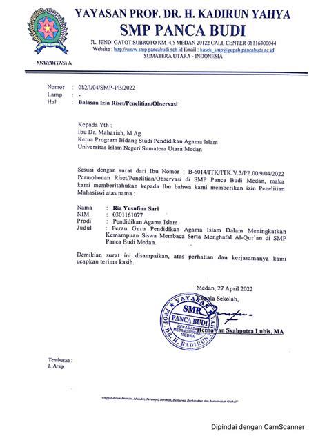 Surat Balasan Riset Formal