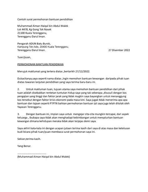 Surat Bantuan Pendidikan