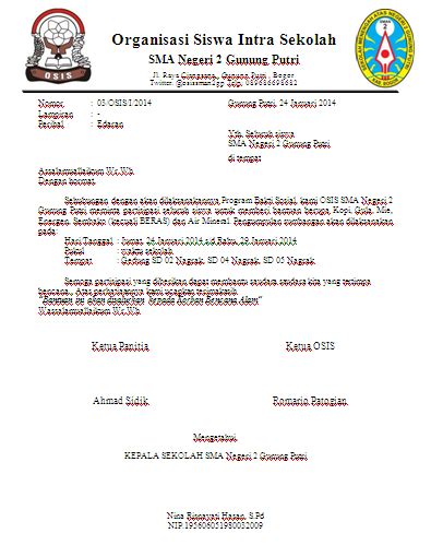 Surat Dinas OSIS Format