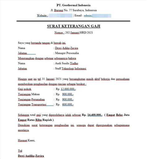 Surat Gaji