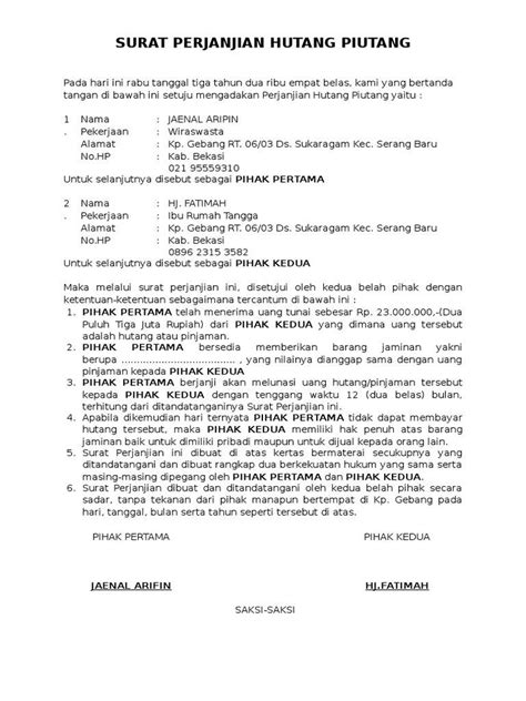 Surat Hutang Piutang