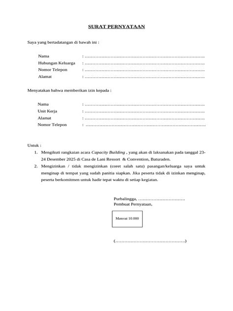 Surat Izin Capacity Building