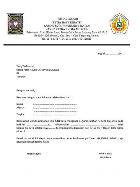 Surat Izin Latihan PSHT Contoh