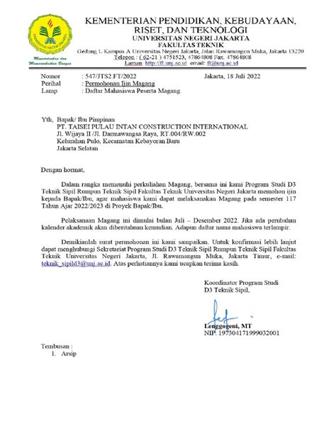 Surat Izin Magang
