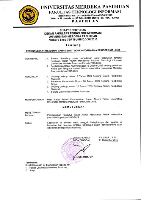 Surat Keputusan example
