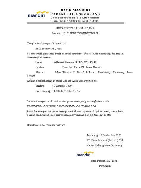 Surat Keterangan Bank Purpose