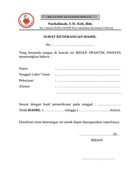 Surat Keterangan Ibu Hamil