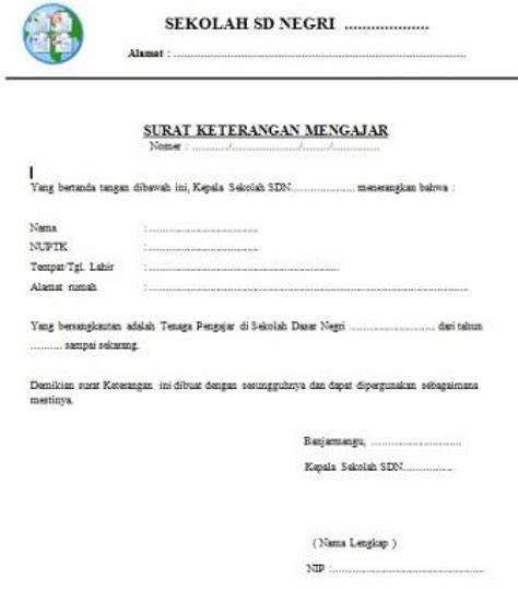 Surat Keterangan Mengajar PAUD