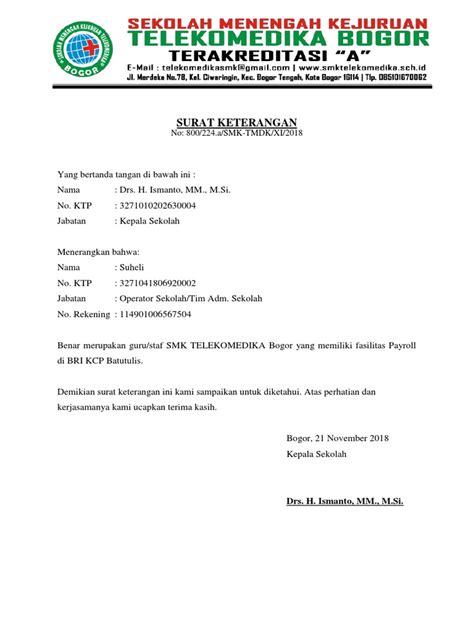 Surat Keterangan Payroll