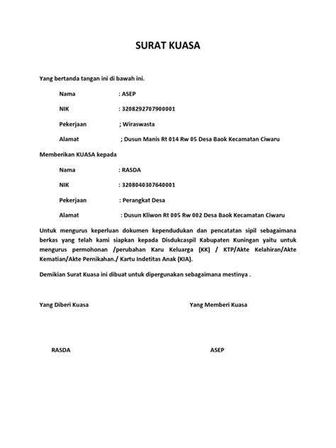 Surat Kuasa KTP