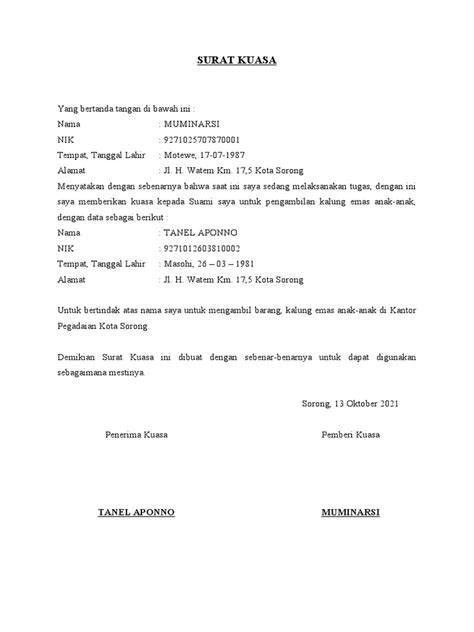Surat Kuasa Pegadaian