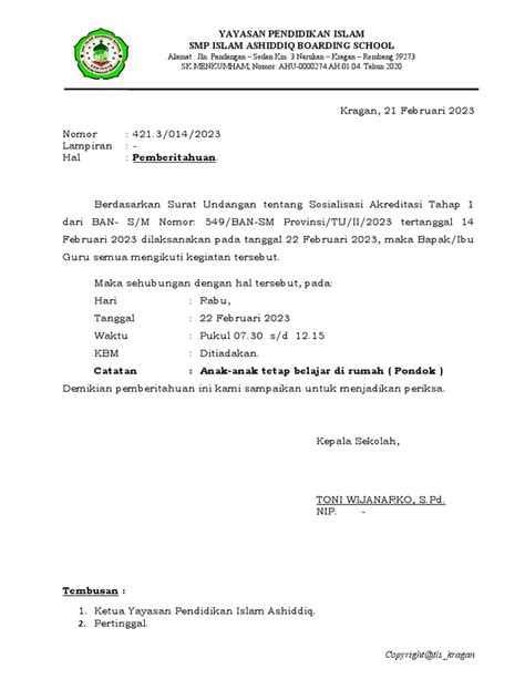 Surat Libur