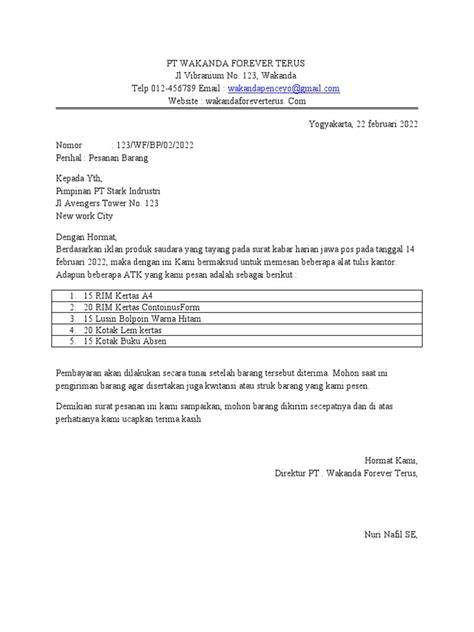 Surat Niaga Pesanan