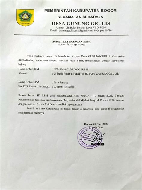 Surat Pemerintah Desa