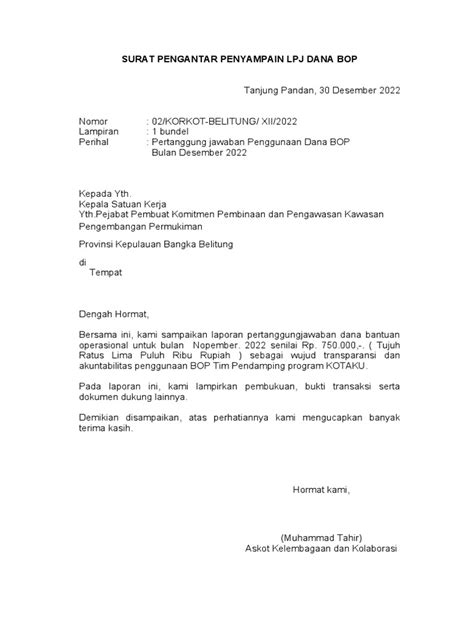 Surat Pengantar BOP