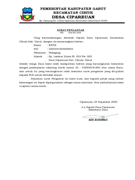 Surat Pengantar Desa