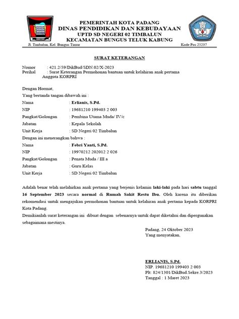 Surat Pengantar KORPRI