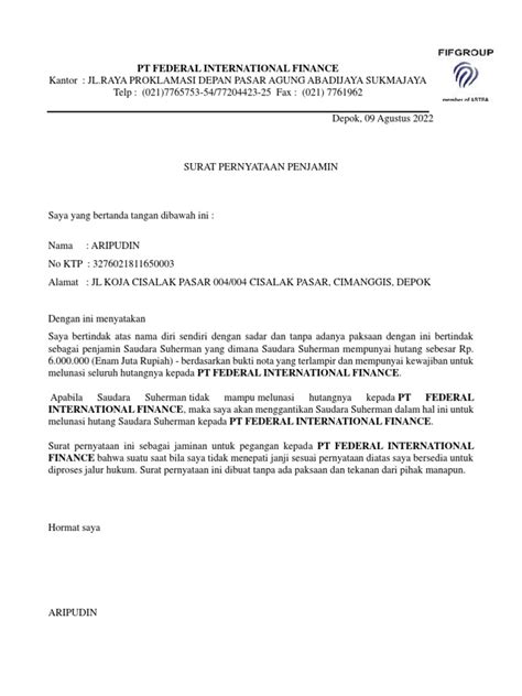Surat Penjamin Visa