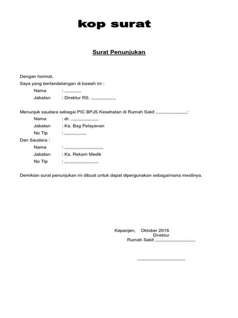 Surat Penunjukan PIC BPJS