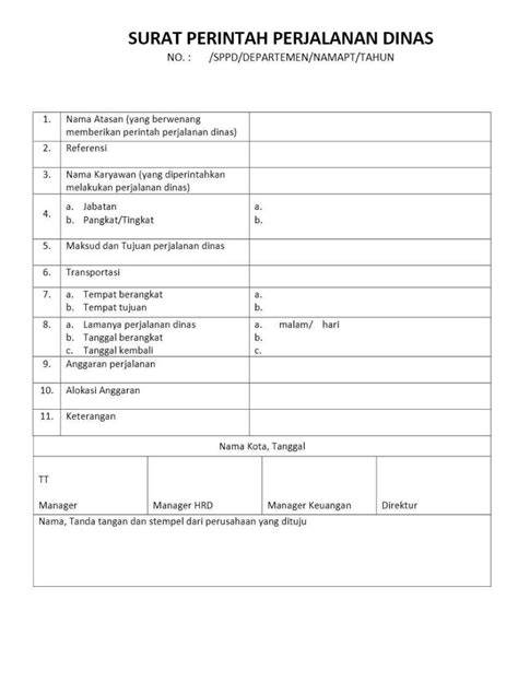 Surat Perintah Perjalanan Dinas example