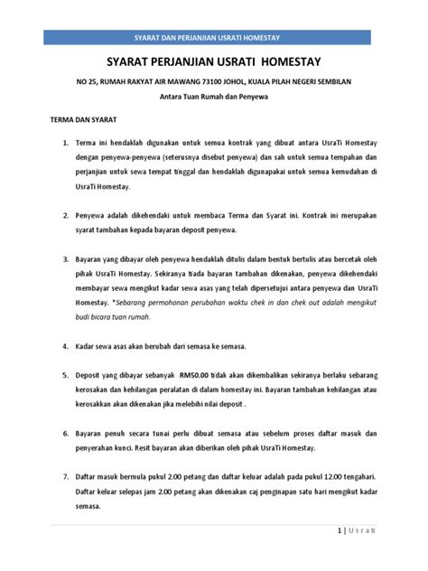 Surat Perjanjian Homestay