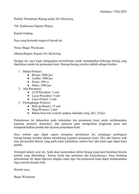 Surat Permintaan