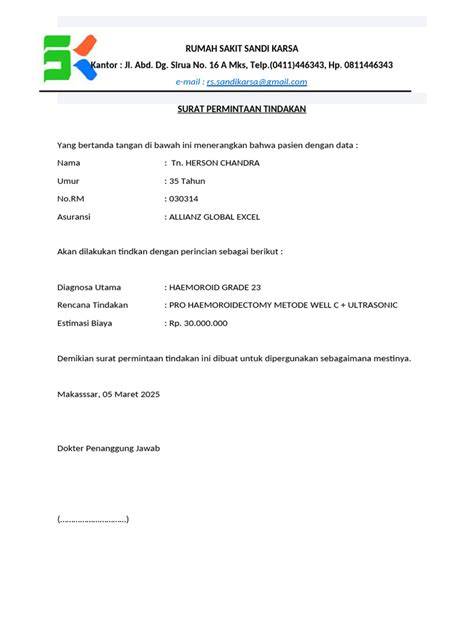 Surat Permintaan Tindakan