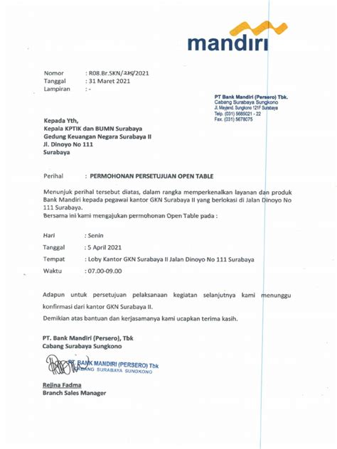 Surat Permohonan Open Table Illustration