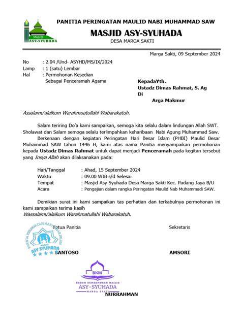 Surat Permohonan Penceramah