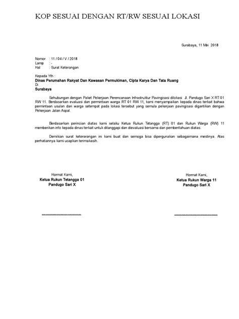 Surat Permohonan RT RW