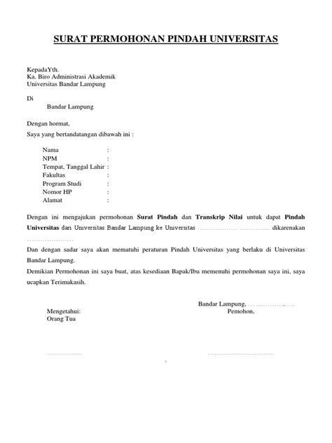 Surat Pindah Universitas
