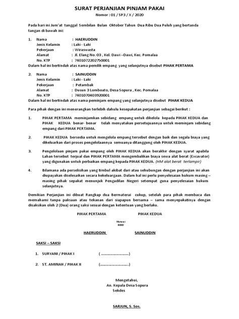 Surat Pinjam Pakai
