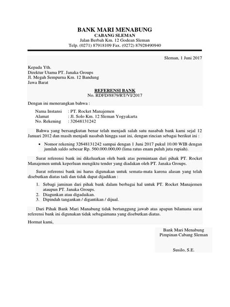 Surat Rekomendasi Bank
