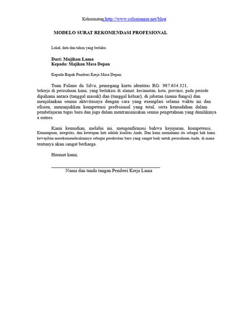 Surat Rekomendasi Profesional