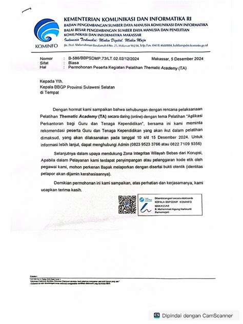 Contoh Surat Resmi Kominfo Header