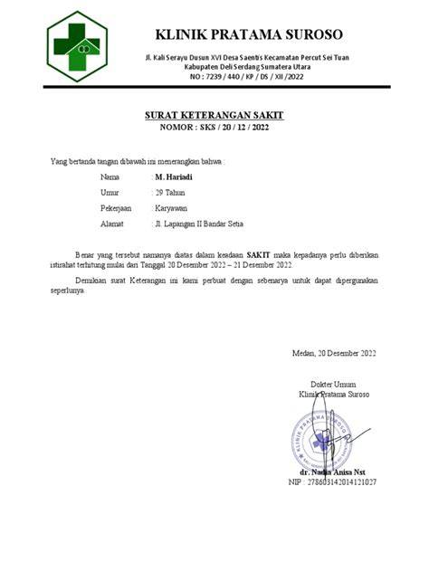 Surat Sakit Klinik
