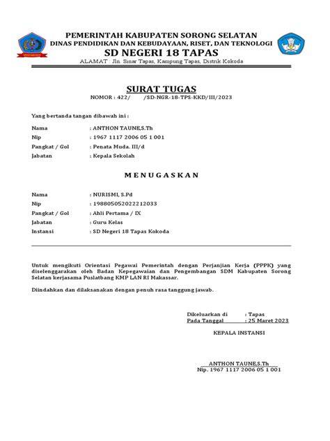 Surat Tugas Polisi Resmi