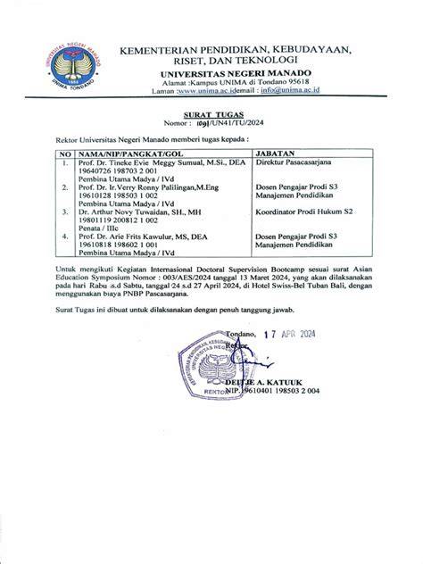 Surat Tugas Rektor