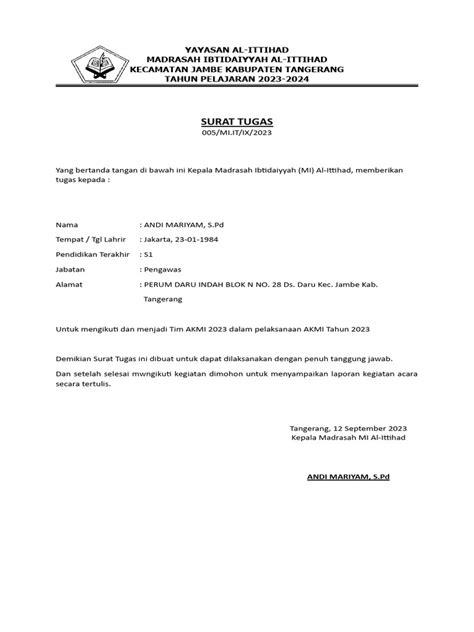 Surat Tugas Tim AKMI