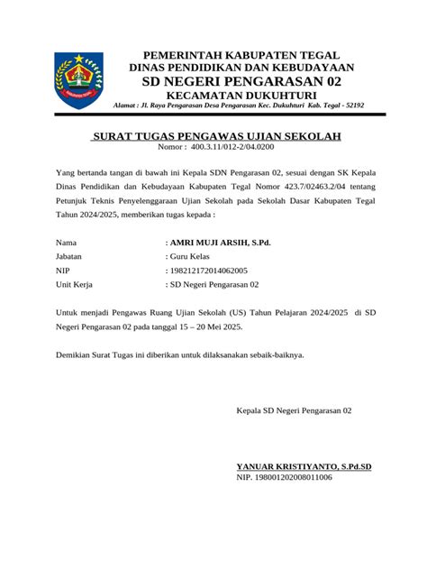 Surat Tugas Ujian