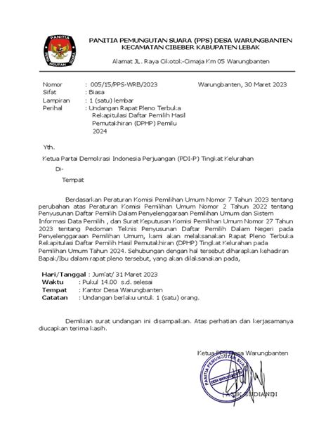 Surat Undangan Partai Politik