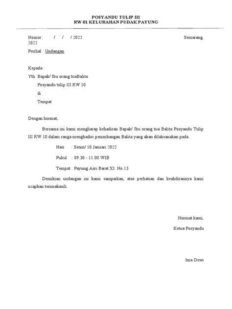 Surat Undangan Posyandu Formal