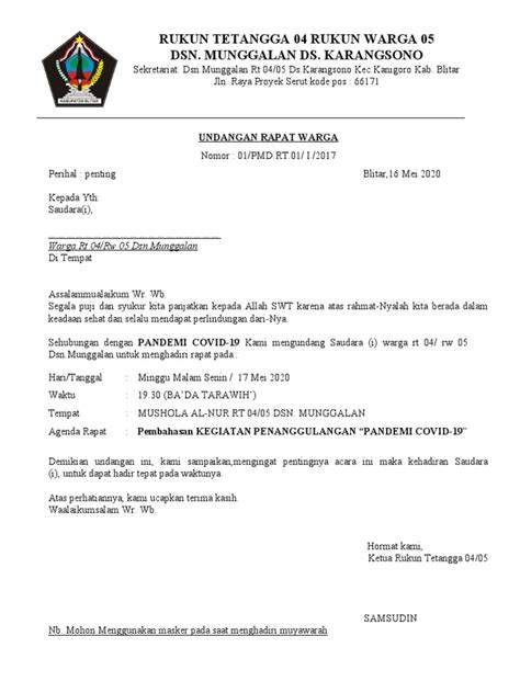 Surat Undangan Rapat Warga