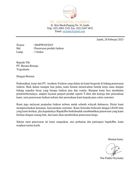 Surat dokumen bisnis