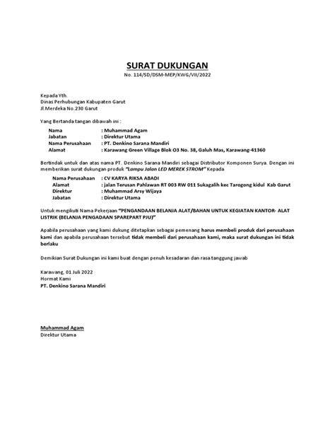 Surat dukungan